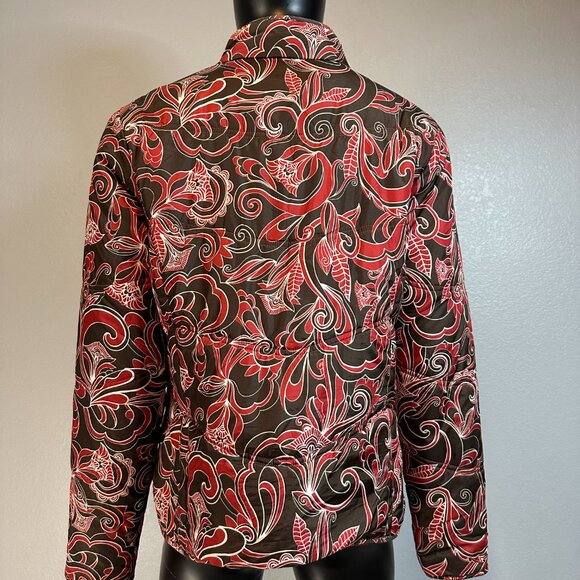 Aventura Melrose Jacket XL Brown Red Floral Fleece Lined Like New - Picture 2 of 9